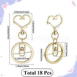 18Pcs Alloy Swivel Keychain Clasps&nbsp;KEYC-SP0001-48B-G