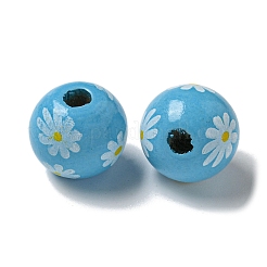 Printed Wood European Beads&nbsp;WOOD-G022-19I