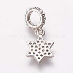 Brass Cubic Zirconia European Dangle Charms&nbsp;KK-P134-04