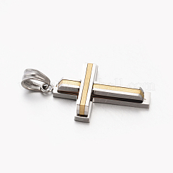 New Men's Bi-Color 201 Stainless Steel Cross Pendants&nbsp;STAS-F010-66