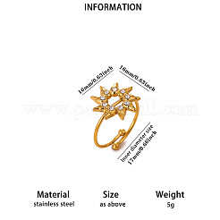 304 Stainless Steel Micro Pave Cubic Zirconia Cuff Open Rings&nbsp;WGE4387-05