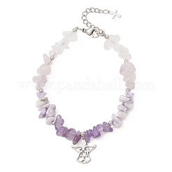 Natural Mixed Gemstone Chip Beaded Bracelest&nbsp;BJEW-JB12976-02