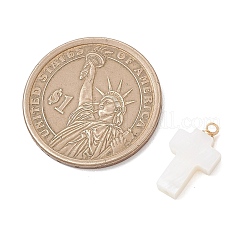 2Pcs 2 Styles Natural Freshwater Shell Cross Charms with Brass Bails&nbsp;PALLOY-JF04891