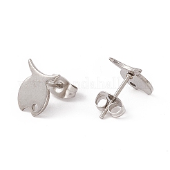 Non-Tarnish 201 Stainless Steel Stud Earring Findings with Hole&nbsp;LS-EJEW-A071-11B-P