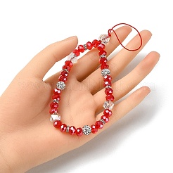 Rondelle Glass & Polymer Clay Rhinestone Beads Phone Hand Strap Chains&nbsp;HJEW-YW0001-05C