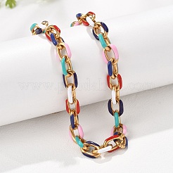 304 Stainless Steel Colorful Enamel Curb Chain Necklaces for Women&nbsp;NJEW-P328-01G