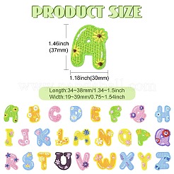 26Pcs 26 Styles Letter A~Z with Flower Polyester Self Adhesive Embroidered Patches&nbsp;ST-CJ0047-001