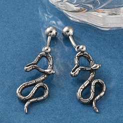 Snake 316 Surgical Stainless Steel Dangle Belly Button Rings&nbsp;EJEW-G416-18D-AS