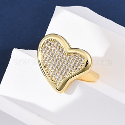 Brass Micro Pave Clear Cubic Zirconia Cuff Rings for Women&nbsp;RJEW-U047-16G