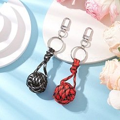 2Pcs Alloy Polyester Spandex Woven Ball Keychain&nbsp;KEYC-JKC01170
