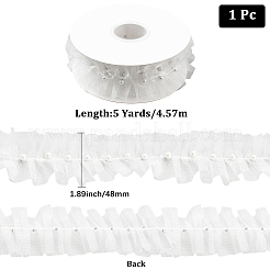 Polyester with Plastic Pearl Bead Wrinkle Ribbon&nbsp;OCOR-WH20003-63B
