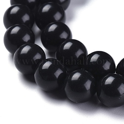 Natural Black Stone Beads Strands&nbsp;G-I288-A02-6mm