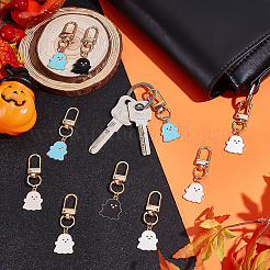 12Pcs 4 Style Alloy Enamel Ghost Pendant Decorations&nbsp;HJEW-DC00145
