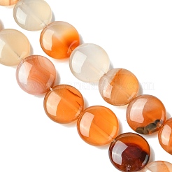 Flat Round Gemstone Natural Red Agate Stone Beads Strands&nbsp;G-S110-14mm-03
