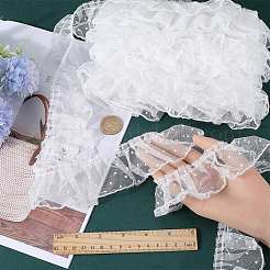 10M Polyester Pleated Lace Trim Ribbon&nbsp;DIY-GF0009-03C
