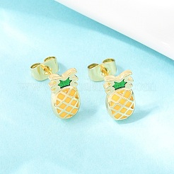 Brass Enamel Stud Earrings&nbsp;EJEW-B154-06G-03