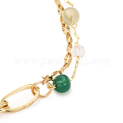 Brass Link Chain & 304 Stainless Steel Textured Dapped Chains Bracelets for Women&nbsp;BJEW-JB12481-01