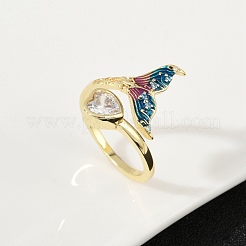 Brass Pave Clear Cubic Zirconia Cuff Rings&nbsp;RJEW-V013-01G