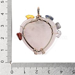 Natural Rose Quartz Heart Pendants&nbsp;G-K374-01A