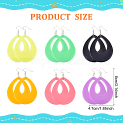 6 Pairs 6 Style Acrylic Hollow Out Teardrop Dangle Earrings&nbsp;EJEW-AN0002-11