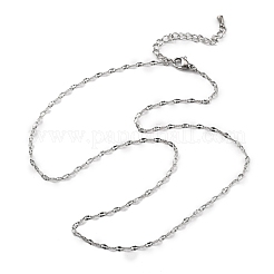 2MM 304 Stainless Steel Textured Dapped Chain Necklaces&nbsp;NJEW-T016-14P