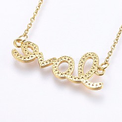 Brass Micro Pave Cubic Zirconia Pendant Necklaces&nbsp;NJEW-H486-15G