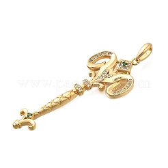 Brass Micro Pave Cubic Zirconia Big Pendants&nbsp;KK-B147-04G-03