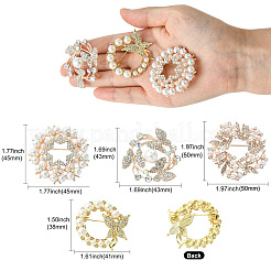 4Pcs 4 Styles Flower & Butterfly Plastic Imitation Pearl Beads Brooch&nbsp;JEWB-CJ0001-29