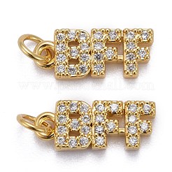 Brass Micro Pave Clear Cubic Zirconia Charms&nbsp;ZIRC-Z011-30G