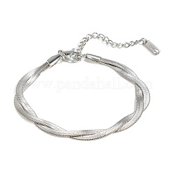 304 Stainless Steel 2-Strand Twisted Flat Snake Chain Bracelets&nbsp;MC1160