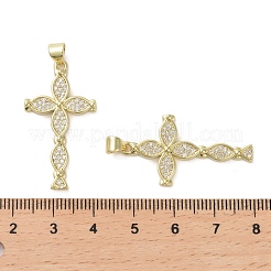 Brass Micro Pave Clear Cubic Zirconia Pendants&nbsp;KK-H466-09G-01