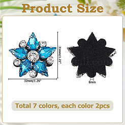 14Pcs 7 Colors Rhinestone Iron on/Sew On Patches&nbsp;DIY-HS0001-95