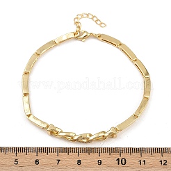 Brass Micro Pave Clear Cubic Zirconia Link Bracelets for Women&nbsp;BJEW-F504-05G