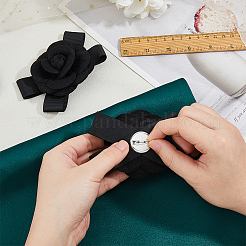 Polyester Art Camelia with Bowknot Brooch Pins&nbsp;JEWB-WH0048-03C