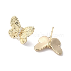 Butterfly Brass Rhinestone Stud Earring Findings for Women&nbsp;LS-EJEW-V002-03G
