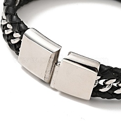 Leather Braided Curb Chains Cord Bracelet with 304 Stainless Steel Magnetic Clasps for Men Women&nbsp;BJEW-C021-05