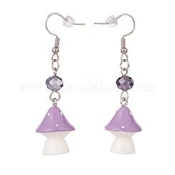 Resin Mushroom with Glass Dangle Earrings&nbsp;EJEW-JE04995