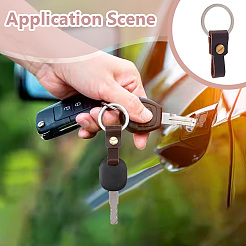 4Pcs Rectangle Cowhide & Iron Keychains&nbsp;FIND-FG0005-58A