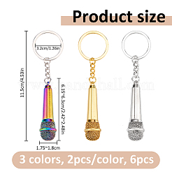 6Pcs 3 Colors Zinc Alloy Keychains&nbsp;KEYC-FH0001-81