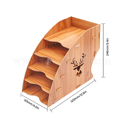 5-Slot Assemble Deer Wooden Desktop Paper Organizer File Holder&nbsp;ODIS-WH0026-28