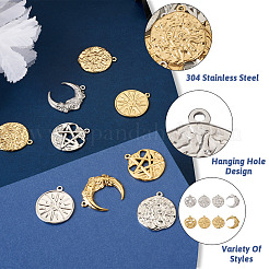 16Pcs 8 Style Rack Plating 304 Stainless Steel Pendants&nbsp;STAS-BY0001-13