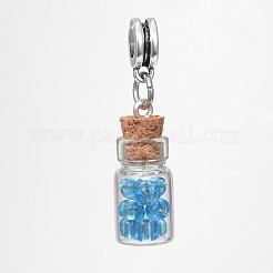 Glass Bottle with Glass Seed Beads European Dangle Charms&nbsp;PALLOY-JF00030