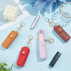 4Pcs 4 Colors Rectangle PU Leather Lipstick Holder Keychains&nbsp;KEYC-CL0001-63A