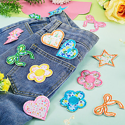 8 Bags 4 Colors  Polyester Embroider Self-adhesion Thread Iron on/Sew On Patches&nbsp;PATC-TA0001-51