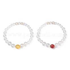 2Pcs 2 Styles Glass & Natural & Synthetic Mixed Gemstone Beaded Stretch Bracelets for Women Men&nbsp;BJEW-JB12694