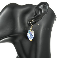 Handmade Porcelain & Acrylic Beads Dangle Earrings for Women&nbsp;EJEW-JE07329-02