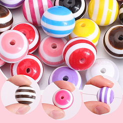 45Pcs 9 Colors Stripe Resin Beads&nbsp;RESI-SC0003-52
