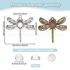 Tibetan Style Alloy Pendant Cabochon Settings with Transparent Glass Cabochons&nbsp;DIY-GO0002-31B