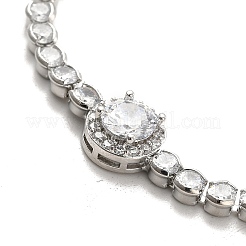 Clear Cubic Zirconia Flat Round Link Bracelet with Tennis Chains&nbsp;BJEW-C030-01P