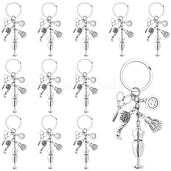 20Pcs Sewing Theme Alloy Measuring Tape & Scissors & Dress Keychains&nbsp;KEYC-SC00041